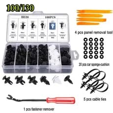 Kit Grampos E Presilhas Automotivas 130/100 Peças Com Estojo Organizador Universal Reforçado Para Carro Parabarro