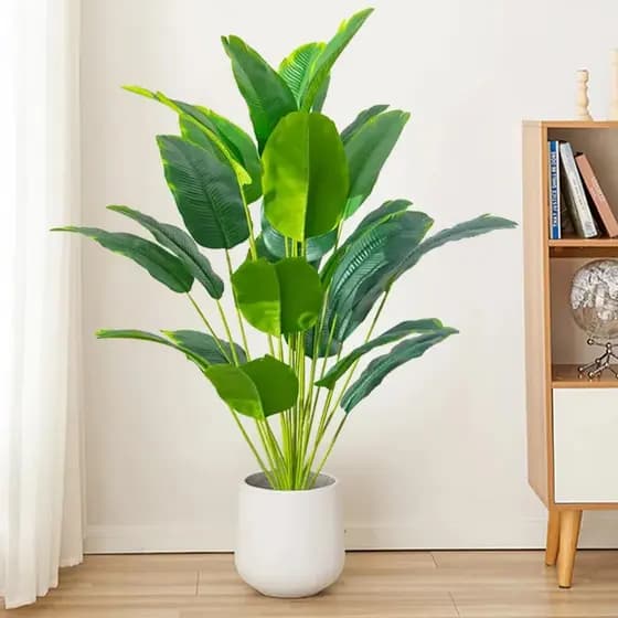 Planta De Bananeira Artificial 110 Cm Com 18 Folhas Para Decoração De Casa Sem Vaso