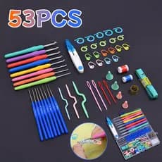 53 Peças Kit Crochê Completo Ferramentas Para Fazer Bonecos Agulhas E Acessórios