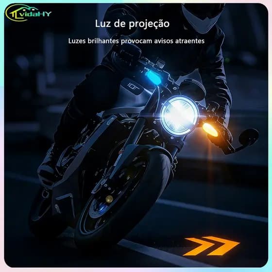 2 Peças Luz projeção modelo sinal de mudança direção motocicleta LED, sinal de mudança de direção, 27 luzes ajustáveis