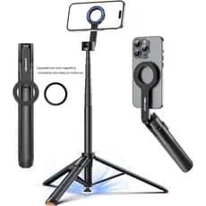 Bastão Selfie Magnético Tripé 1,8m Leve Integrado, Controle Remoto e Anel Magnético - Compatível com qualquer celular