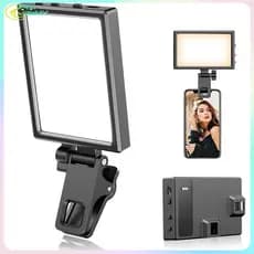 Luz para Selfie, luz para celular com clipe traseiro dianteiro, 80 luzes portáteis LED, 3 modos, luz de preenchimento re