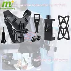 Suporte De Capacete Para Câmera De Ação E Celular Queixo Gopro Sjcam - Ideal para Andar de Moto & Aventuras