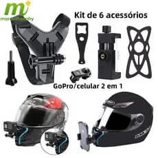 Kit 6 suporte para telefone de Queixo para capacete de motocicleta, escolha Ideal para andar de motocicleta e aventura