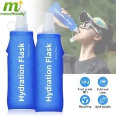 Garrafa de água dobrável macia de Silicone 500ml - estilo esportivo, adequada para corrida, atividades ao ar livre e via