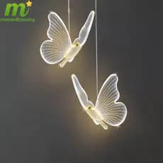 Lustre dourado Tricolor LED luz borboleta luz de teto do quarto luz decorativa