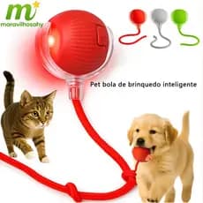 Bola interativa inteligente para animais de estimação, bola elétrica com linha traseira, adequada para cães e gatos