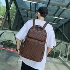 Mochila Masculina Com Grande Capacidade PU Soft Couro Business Computer Bolsa De Viagem Para Lazer