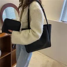 Moda Feminina Bolsa De Ombro De Grande Capacidade Casual Minimalista Couro PU