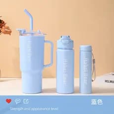 Kit 3 Garrafa Copo Tendência Agua Squeeze Com Adesivos Lembretes beber Agua