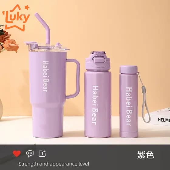 Kit 3 Garrafa Copo Tendência Agua Squeeze Com Adesivos Lembretes beber Agua