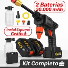 kit completo Lavadora de Alta Pressão Sem Fio Portátil Recarregável Carros e Jardins Pistola Lavajato Residêncial Bivolt