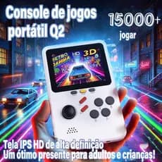 Console Retrô Q2 PRO: 15.000+Jogos Clássicos + Tela IPS 3" + Bateria 1500mAh! Presente para Adultos e Crianças - Cartão