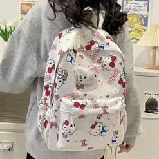 Mochila de grande capacidade Sanrio Hello Kitty anime Kuromi, bolsa de ombro para meninas, modelo Capybara.