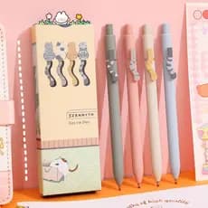Conjunto de 4 canetas de gel com design de cauda de gato, escrita suave, canetas de gel com tinta preta japonesa de alta