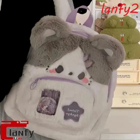 LANFY Preppy Style Rabbit Idol Photocard Pouch Itabag , Sweet Japanese Plush Toy Pelúcia De Grande Capacidade Lady