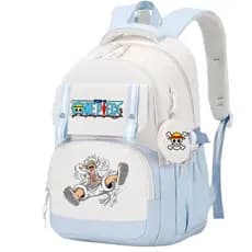 Mochila Infantil One Piece Luffy 45cm para Meninos e Meninas, Conjunto de 2 Peças com Bolsa Redonda para Moedas