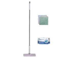 Mop Rosa Giratorio Grande Tamanho Fixação Segura 20 Lenços 3 Micropanos Teto Cantos