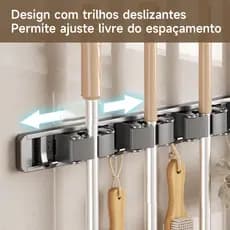 Clipe de esfregão deslizante sem perfuração, suporte de vassoura multifuncional, fivela de vaso sanitário, gancho de par
