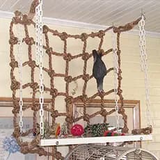 Rede de escalada de corda de cânhamo para papagaios e hamsters, brinquedo para pássaros de corda de cânhamo, rede de cor