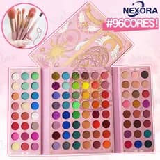 Paleta De Sombra De Olho Em 96 Cores Perolada / Fosca / Com Glitter / Longa Duração pincéis de maquiagem Desenho animado