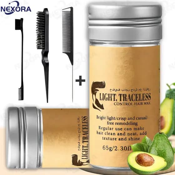 Bastão de Cera para Cabelo Anti-Frizz Frizzy Hair Tidying Creme Suavizante Styling Vem com lápis de sobrancelha