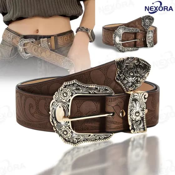 Cinto Feminino Padrão Marrom Com Cintura Decorativo Em Relevo 2026 NOVA-NEXORA