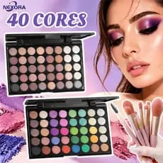 Paleta de Sombras com 40 Cores - Acabamento Matte e Shimmer, Alta Pigmentação, Efeito Esfumado e Longa Duração