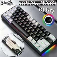 Teclado para jogos com fio 61-Key RGB Backlight Mini Compact USB-C Cabo de alimentação plugável-DO