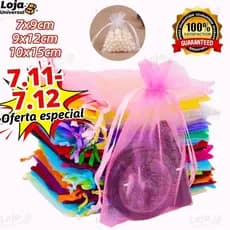 Saquinho Organza 7*9/9*12/10*15  Saco de Presente Tule Saquinho  Branco Festa Casamento Saco bolsa de batom-LU