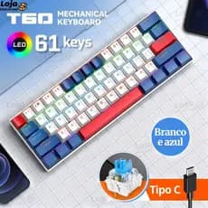 61 Keys Teclado Mecânico G60 60 % Teclas Com Fio RGB Retroiluminado Para Jogos-LU