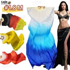 Kit4/2 1.8M  Fan Véu Leque Dança Do Ventre Cigana Poliéster Samba Feito à mão-LU