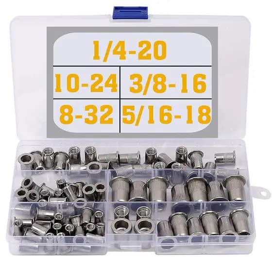 À venda: Conjunto de porcas de rebite em aço inoxidável 304, 77 peças de porcas de inserção rosqueadas 6.23 43RI.