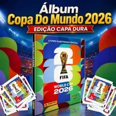 Álbum Copa Do Mundo 2026 Capa Dura Oficial | Opção de Kit 10 e 20 pacotes de figurinhas Oficiais.