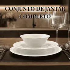 Aparelho de Jantar Branco 16 Peças Pratos Fundos Rasos Sobremesa e Bowl Premium