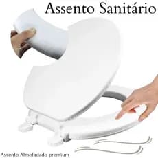 Assento Sanitário Almofadado Universal Oval Branco Tampa Vaso Slim Confortável Básico
