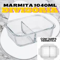 Kit 1 2 3 Potes Vidro 1040ml Divisória Marmita Hermética 4 Travas Forno Micro-ondas