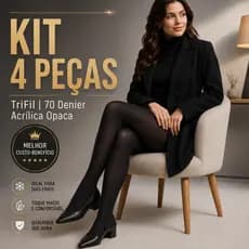 kIT 4 Meia Calça Trifil Fio 70 Acrílica Opaca Preta Inverno