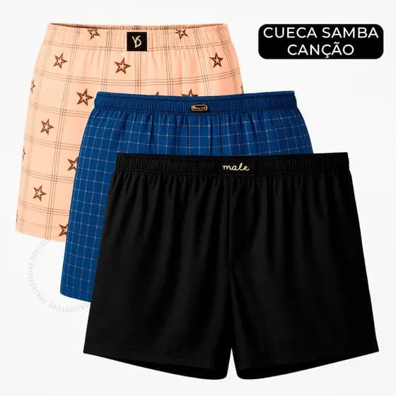 Samba Canção Micro Fibra Pijamas Masculino Short Cueca Fresquinho Dormir
