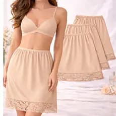 kit 3 Anagua Saia Saiote Feminino Renda Moda Senhora Segunda Pele