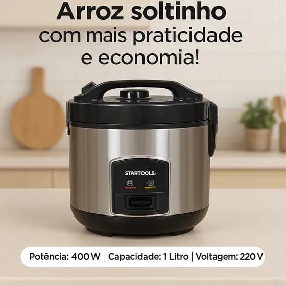 Panela Arroz Elétrica 1 Litro Fácil Uso 220V Preta Cozinha Prática Eficiente