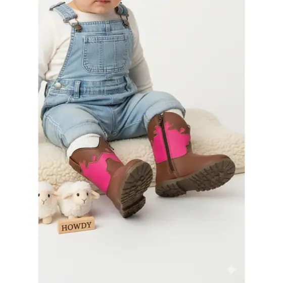 Bota Country Bebe Couro PU Confortável Macia Antiderrapante Envio Imediato Farmfun