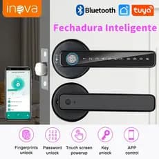 Inova Fechadura Digital Inteligente Tuya de Sobrepor Touch Screen YS-12887 Preta Intelbras Impressão digital senha Chave