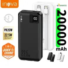 Inova Carregador Portátil Power Bank Grande 20000mah/10000mAh Turbo 22.5W PD Rápido Com Display Portátil