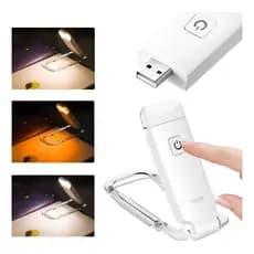 📖 Mini Luminária Clip Recarregável | Marcador De Página E Lanterna De Emergência