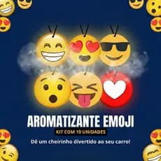 Kit 10 Aromatizador de Carro Emoji Cheiro Forte Longa Duração Perfume Automotivo