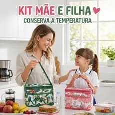 Kit 2 Bolsas Térmicas Porta Marmita Portátil Feminina Impermeável com Alça Ajustável