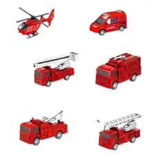 Carrinhos De Bombeiro Friccao Miniatura Brinquedo 6 Pecas