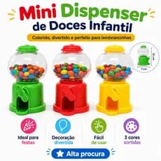 Mini Dispenser Baleiro de Doces Infantil Colorido Festas