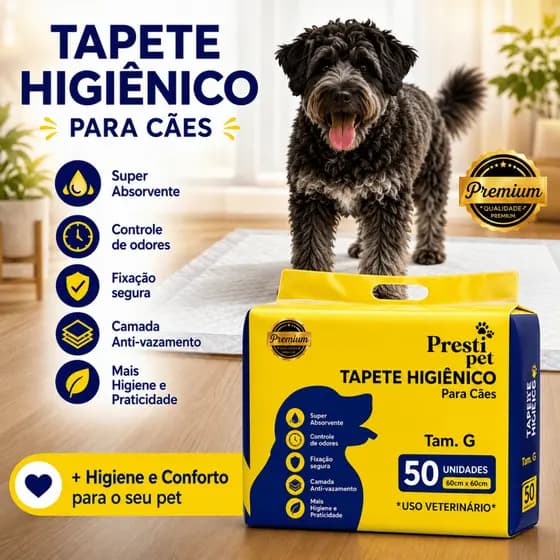 Tapete Higiênico Super Premium 50 unidades 80x60 Presti Pet Envio Imediato